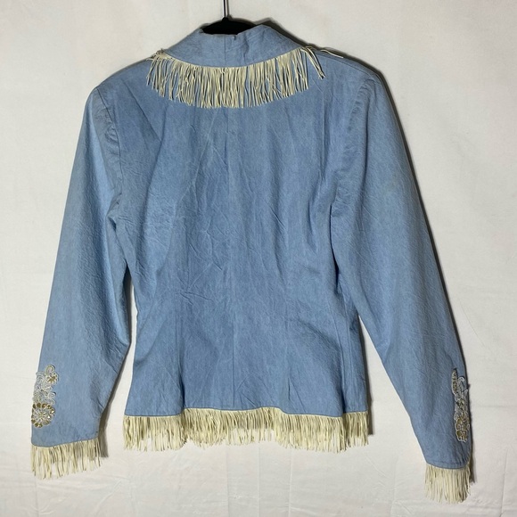 Vintage Lilia Smitty Blue Western Jacket and Skirt Set With Fringe M - Picture 4 of 16